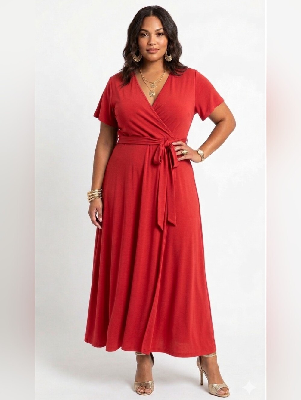 Women’s V-Neck Red Dress